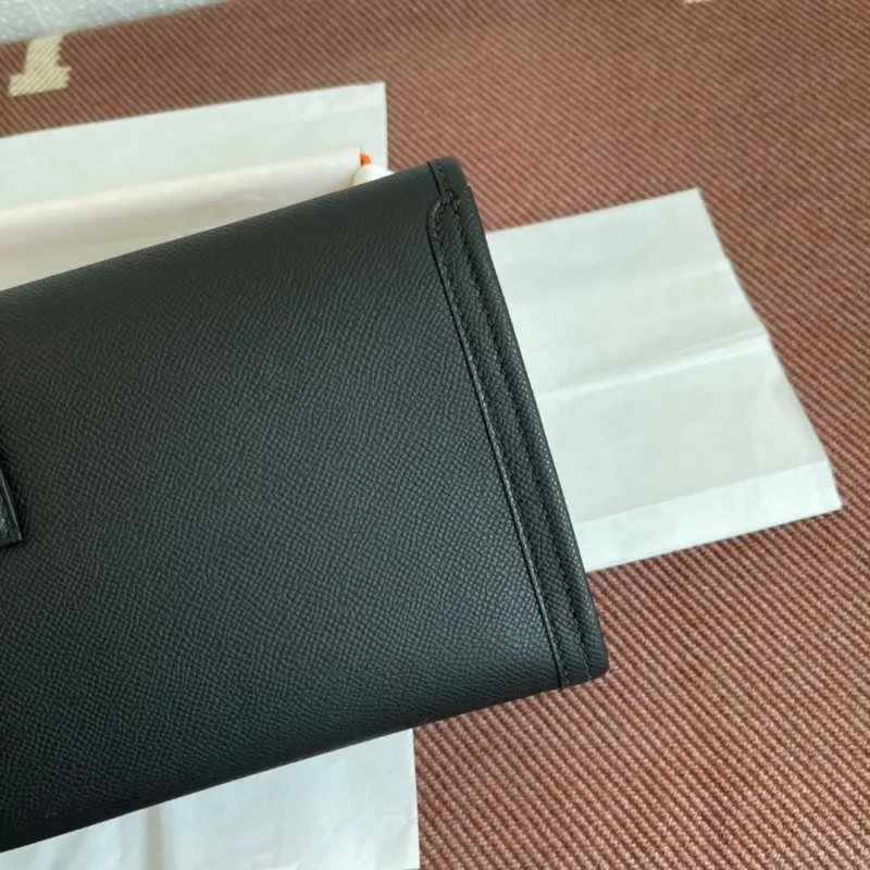 Hermes Black Leather Clutch Bag 21 - Image 5