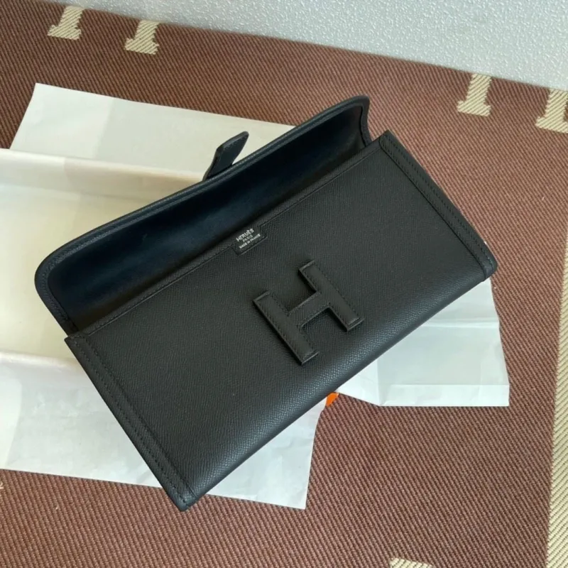 Hermes Black Leather Clutch Bag 21 - Image 9