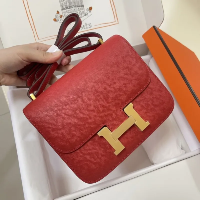 Hermes Red Constance Crossbody Bag - Image 3