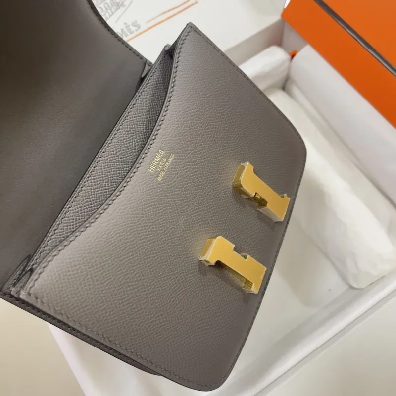 Hermes Gray Constance Crossbody Bag - Image 9