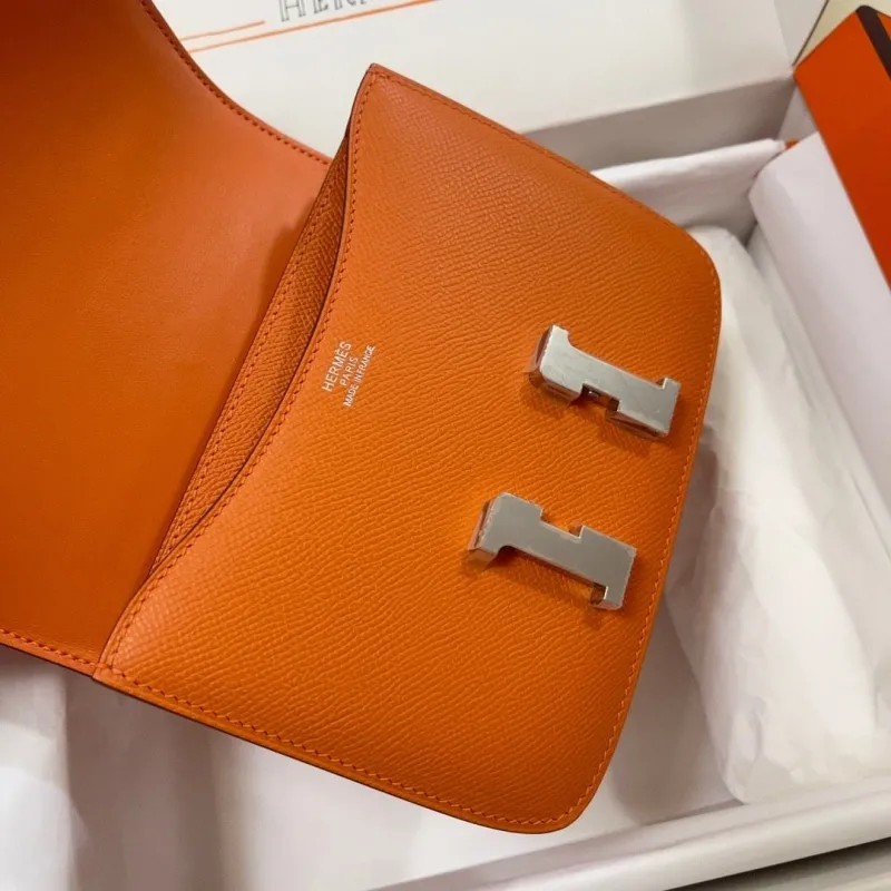 Hermes Orange Constance Crossbody Bag - Image 8