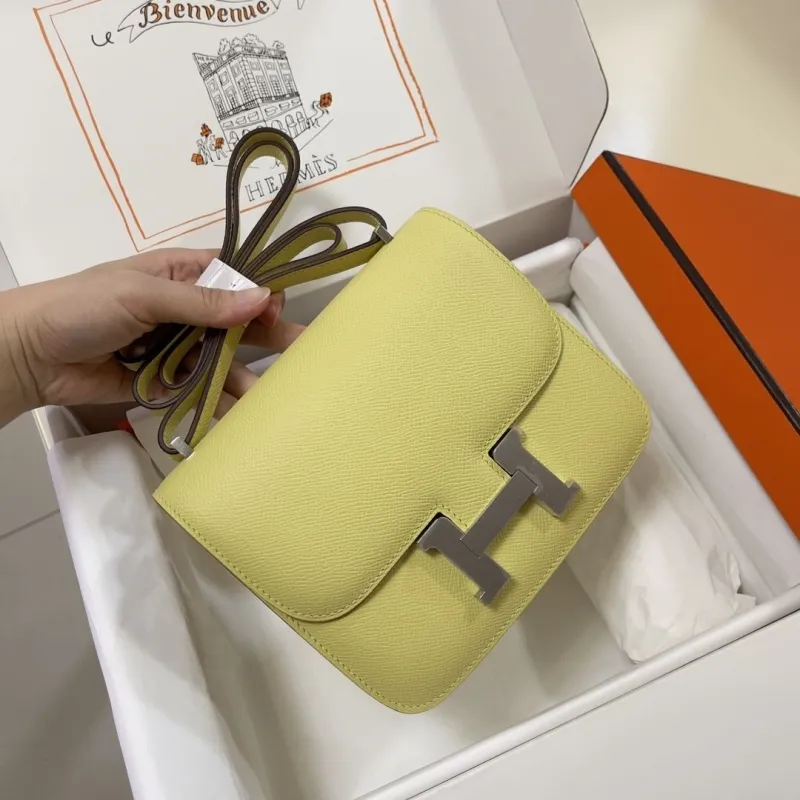 Hermes Constance Pale Yellow Crossbody Bag 33 - Image 4