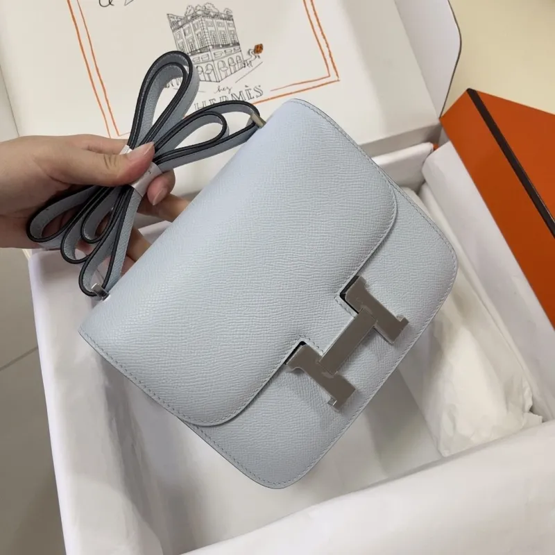 Hermes Light Blue Constance Crossbody Bag - Image 3