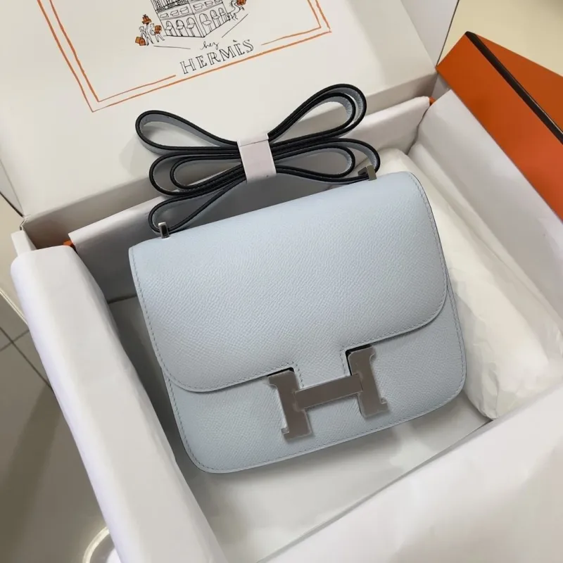 Hermes Light Blue Constance Crossbody Bag - Image 4