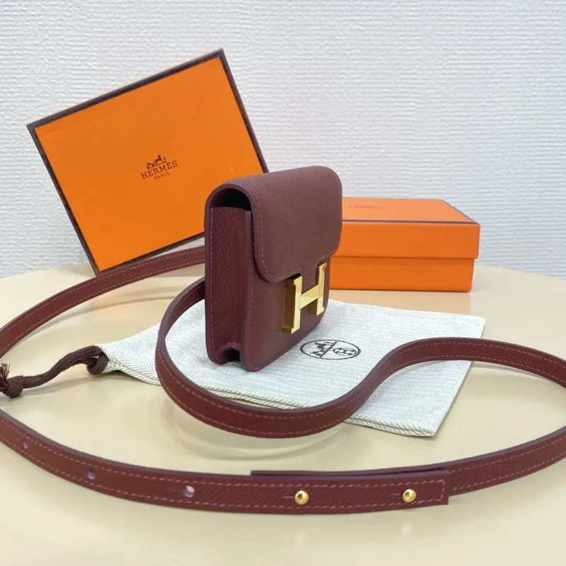 Alternative view of Hermes Constance Burgundy Belt Bag