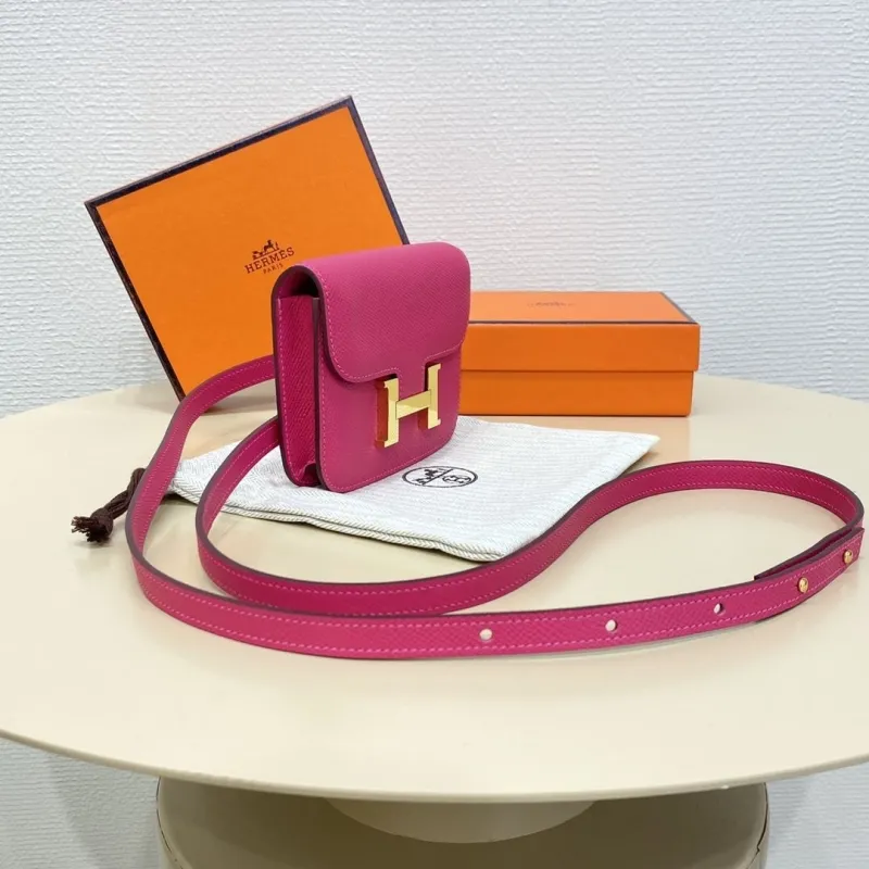 Alternative view of Hermes Pink Leather Constance Crossbody Bag