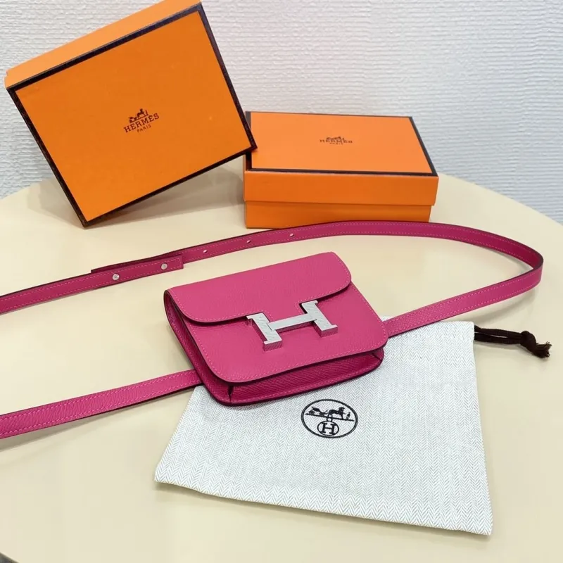Hermes Pink Constance Crossbody Bag - Image 4