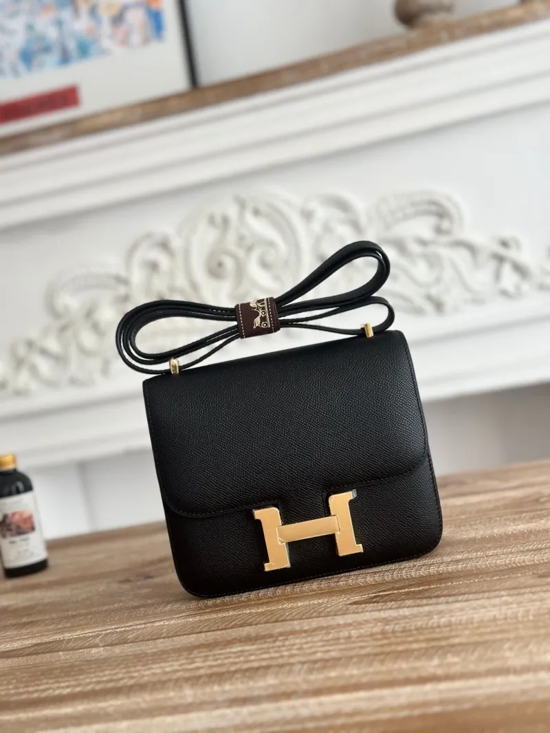 Hermes Constance Black Leather Crossbody Bag