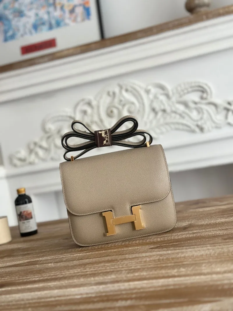 Hermes Constance Taupe Leather Crossbody Bag 61