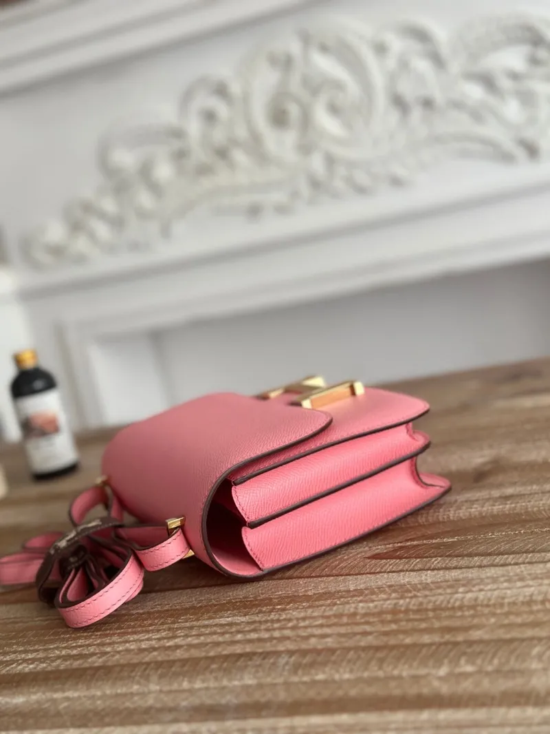Alternative view of Hermes Constance Pink Leather Crossbody Bag