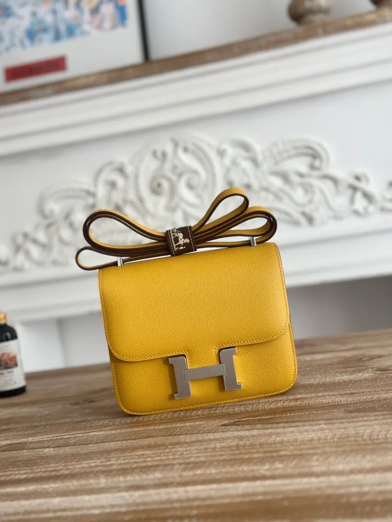 Hermes Yellow Constance Crossbody Bag