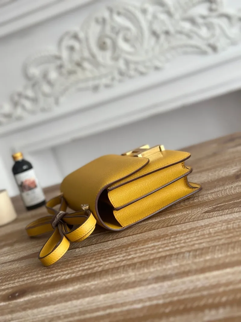 Alternative view of Hermes Constance Yellow Leather Crossbody Bag