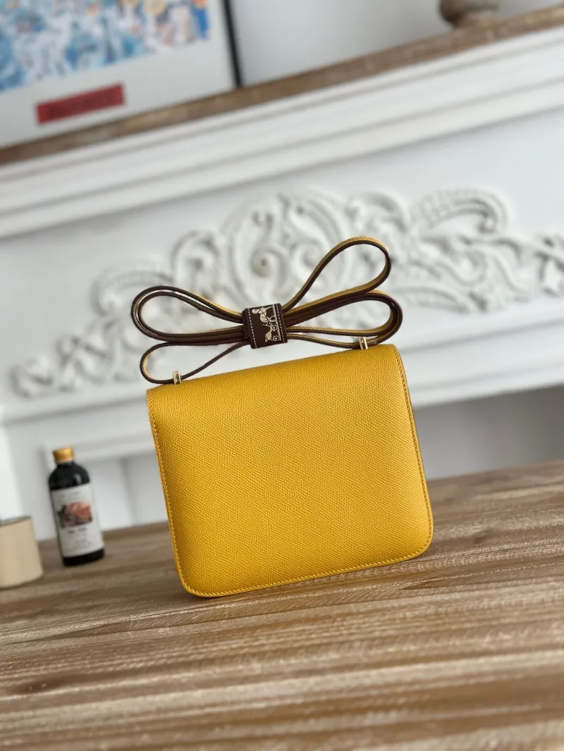 Hermes Constance Yellow Leather Crossbody Bag - Image 3
