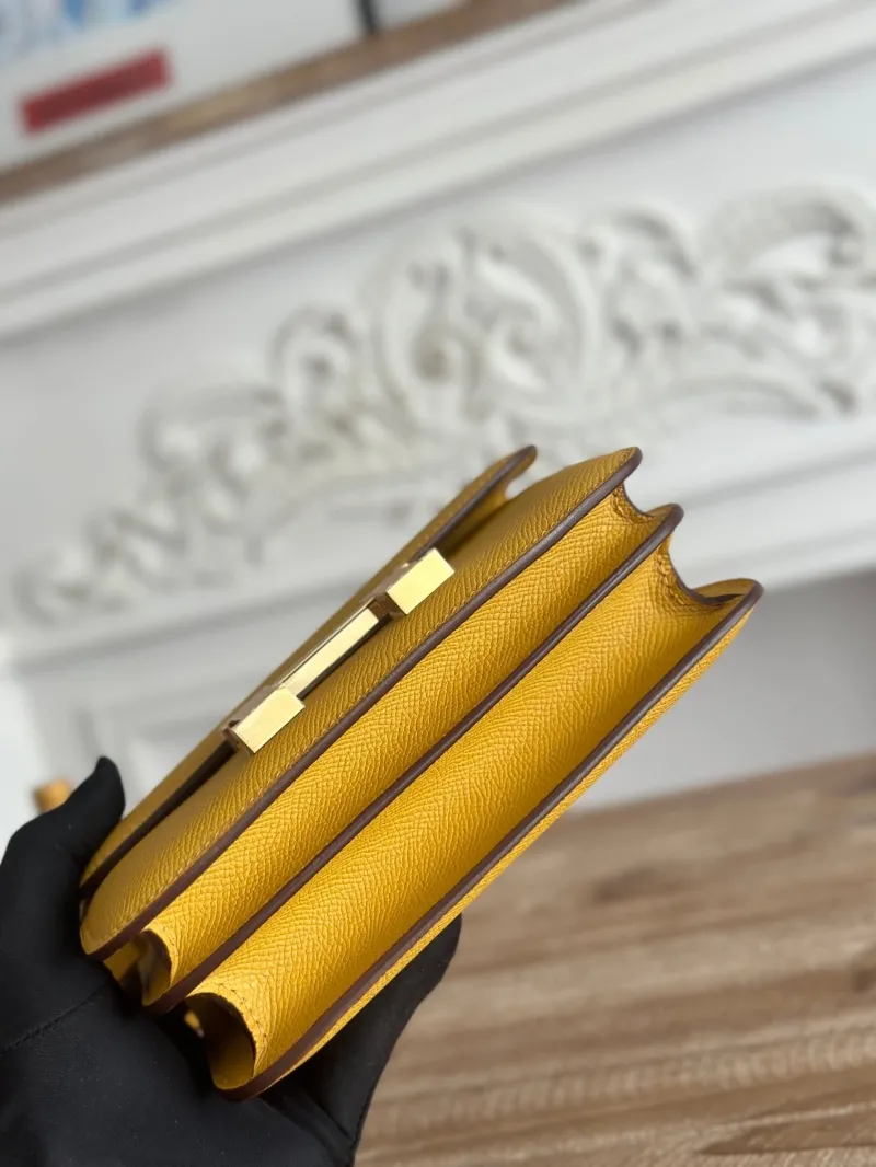 Hermes Constance Yellow Leather Crossbody Bag - Image 4