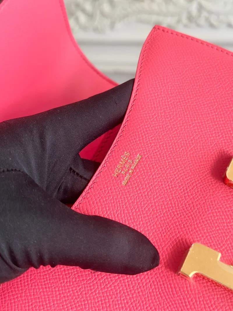 Hermes Constance Pink Leather Crossbody Bag - Image 8