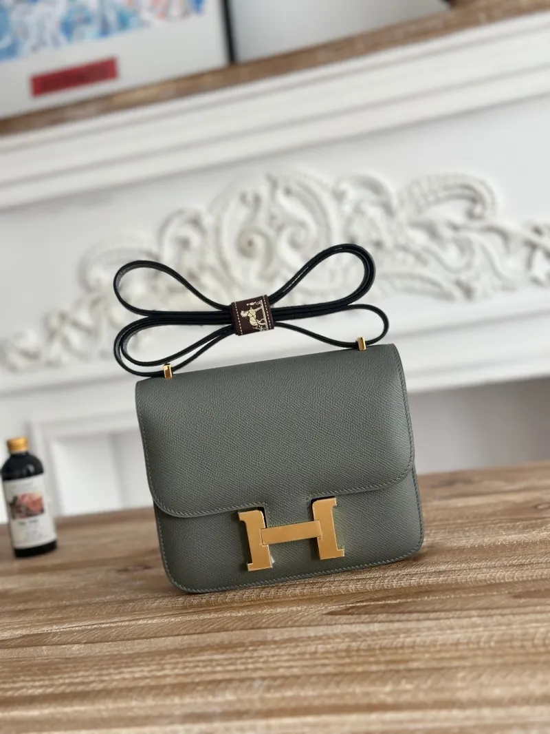 Hermes Gray Constance Crossbody Bag