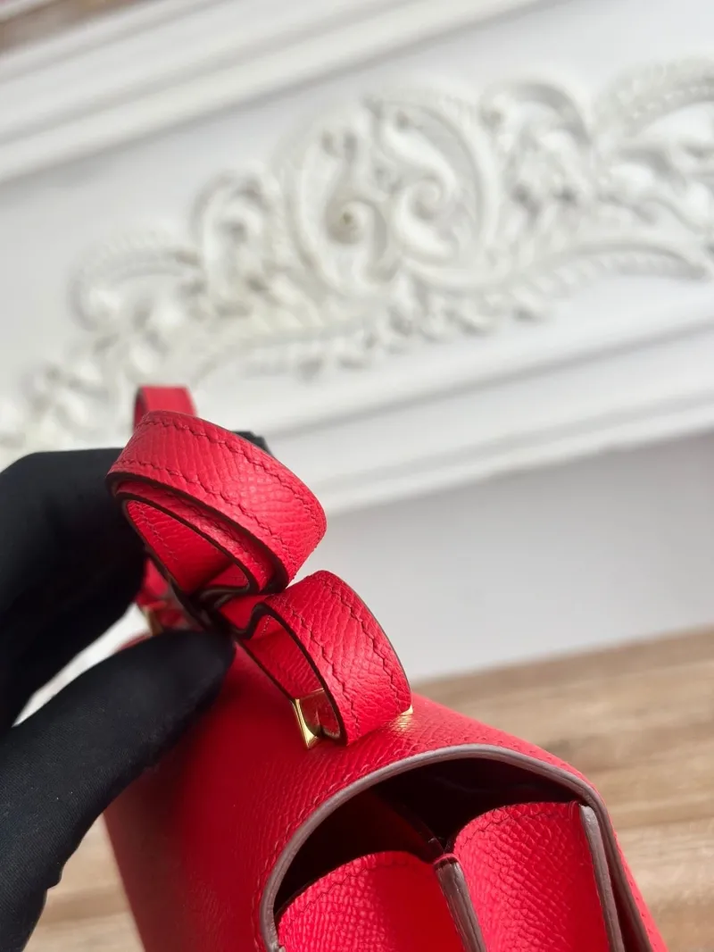 Hermes Red Constance Leather Crossbody Bag - Image 4