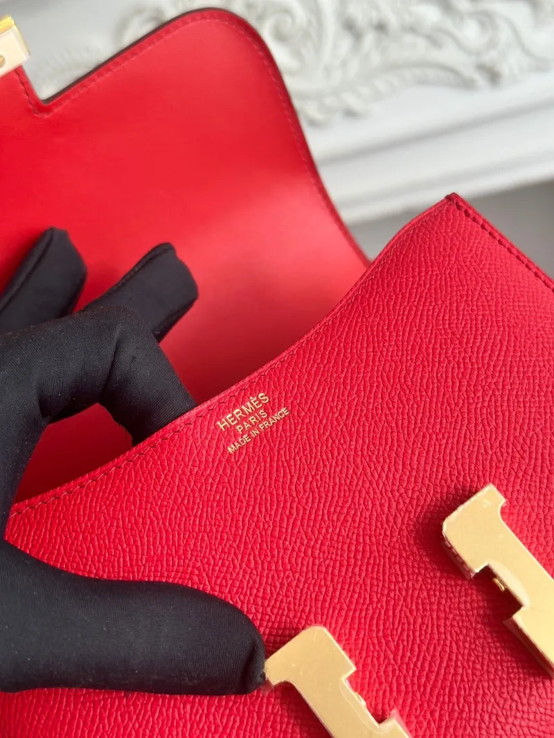 Hermes Red Constance Leather Crossbody Bag - Image 6