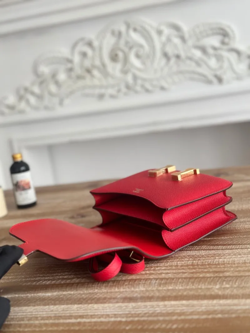 Hermes Red Constance Leather Crossbody Bag - Image 7