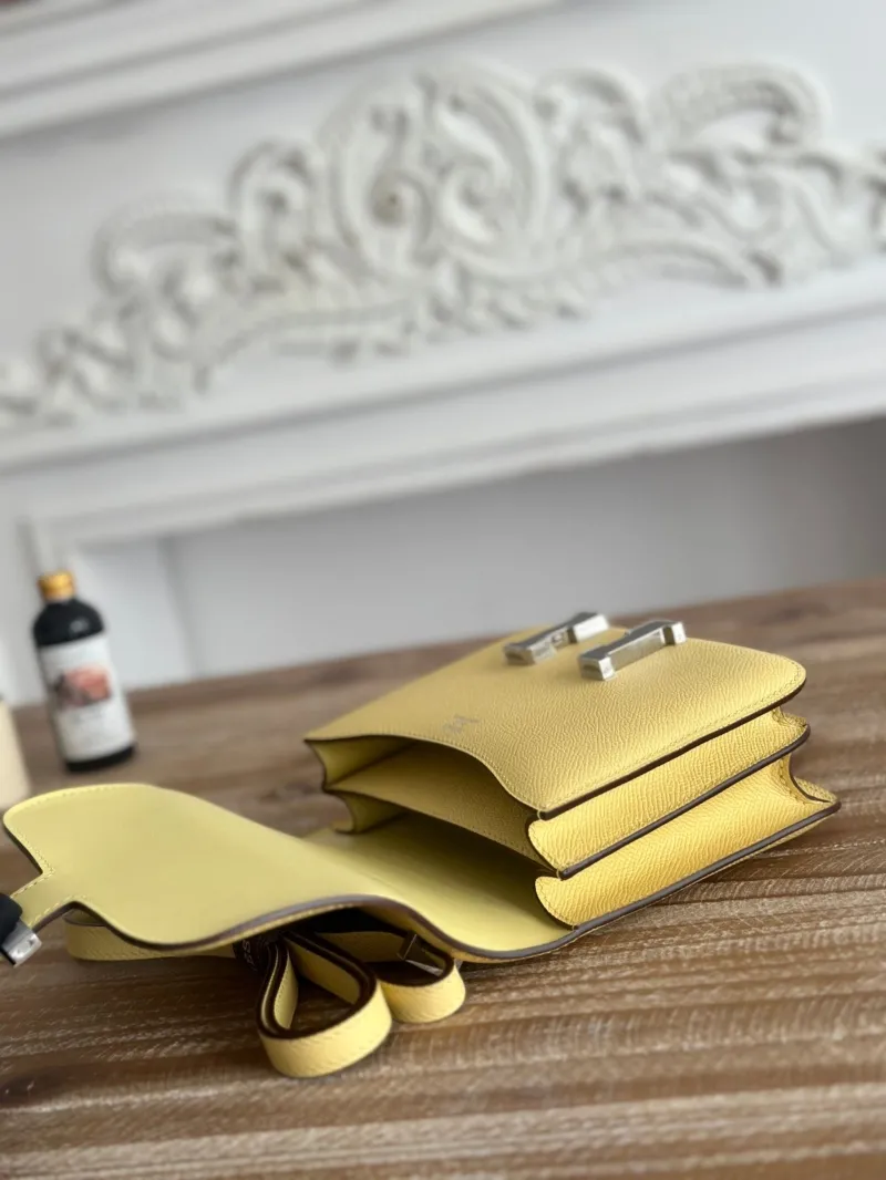 Hermes Yellow Constance Crossbody Bag - Image 6