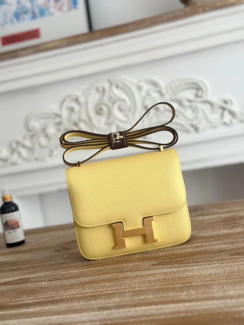 Hermes Yellow Constance Crossbody Bag