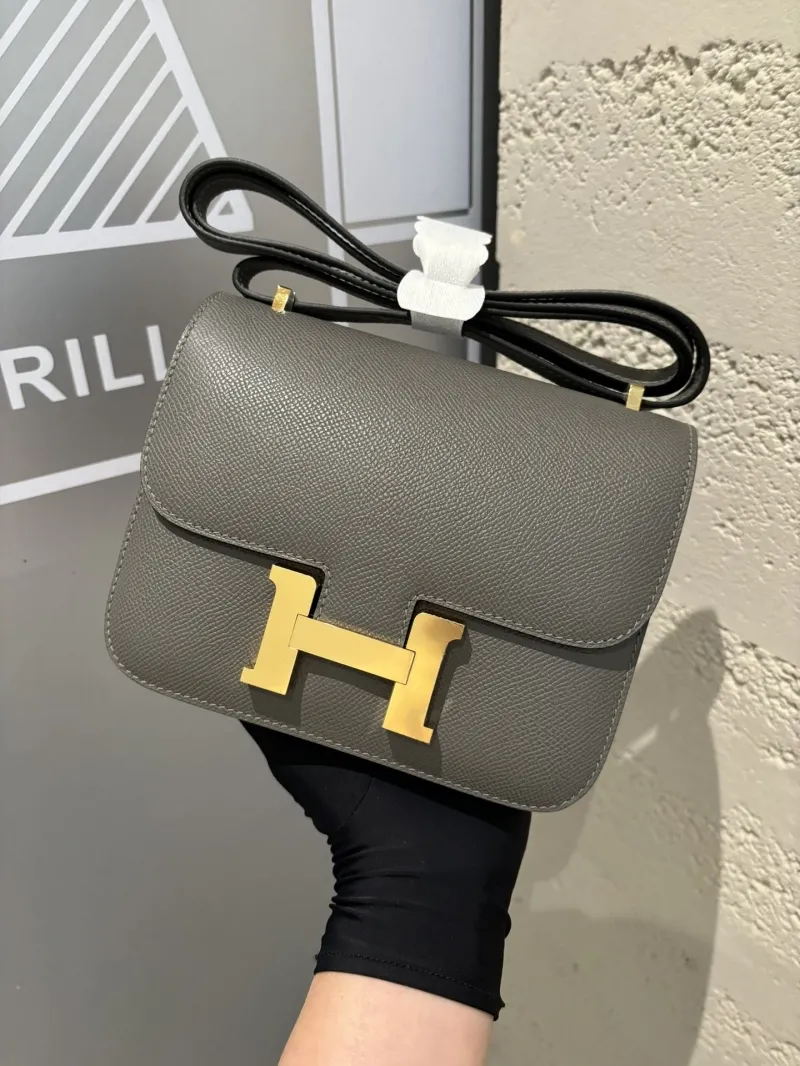 Hermes Constance Gray Leather Crossbody Bag 109 - Image 8
