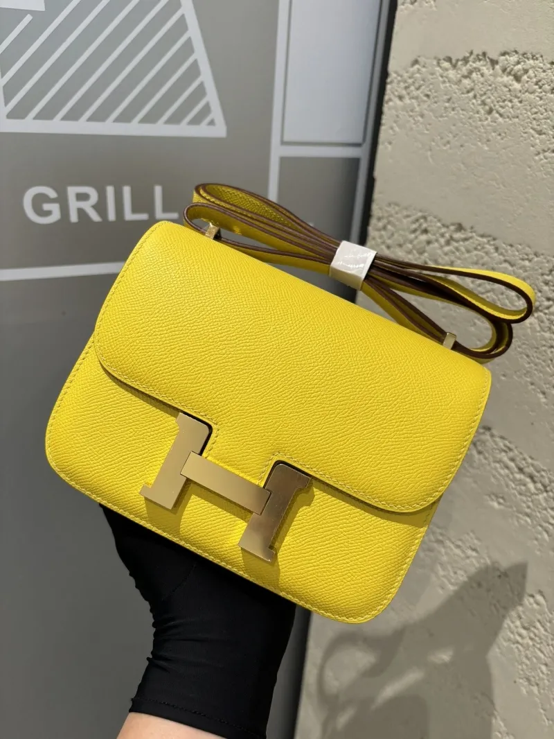 Hermes Yellow Constance Crossbody Bag - Image 3