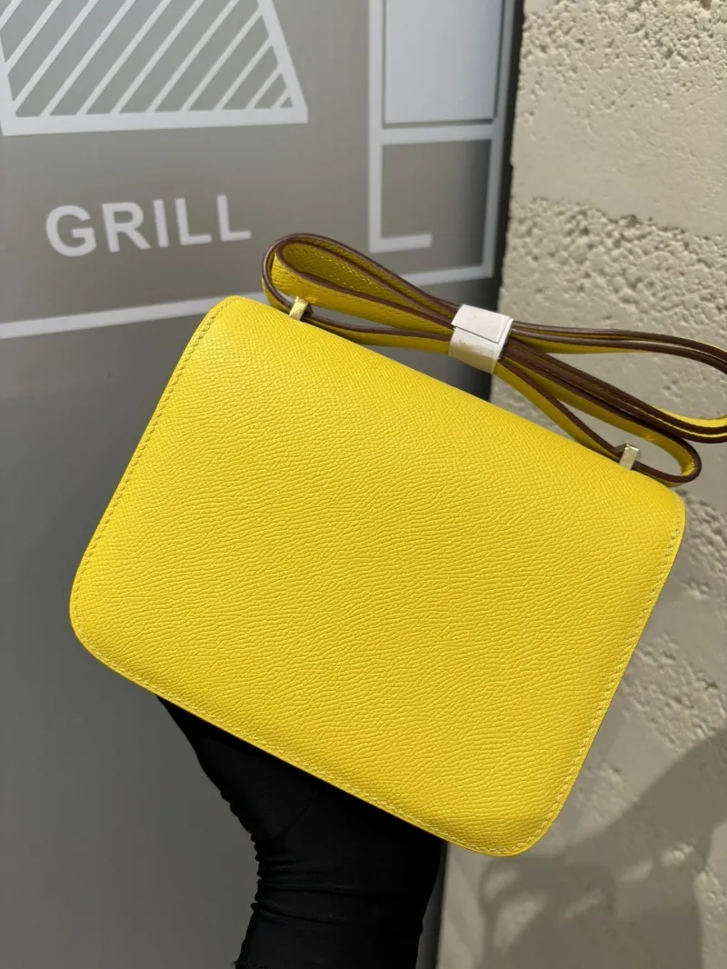 Hermes Yellow Constance Crossbody Bag - Image 5
