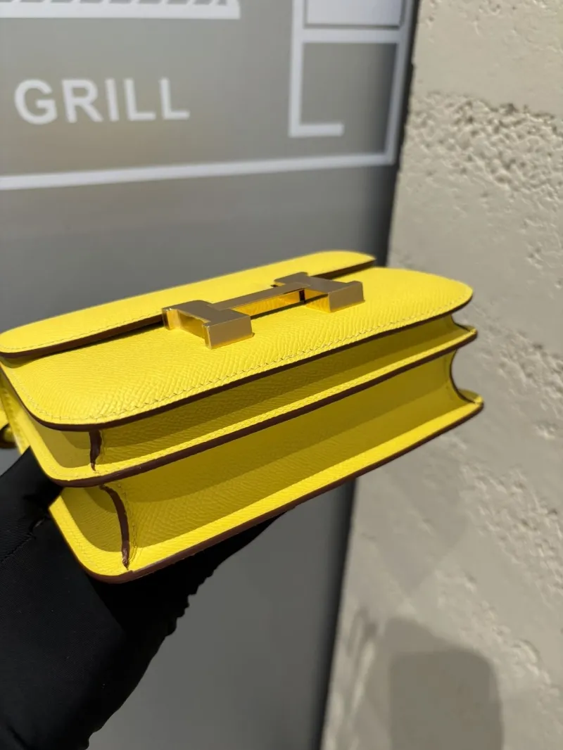 Hermes Yellow Constance Crossbody Bag - Image 7