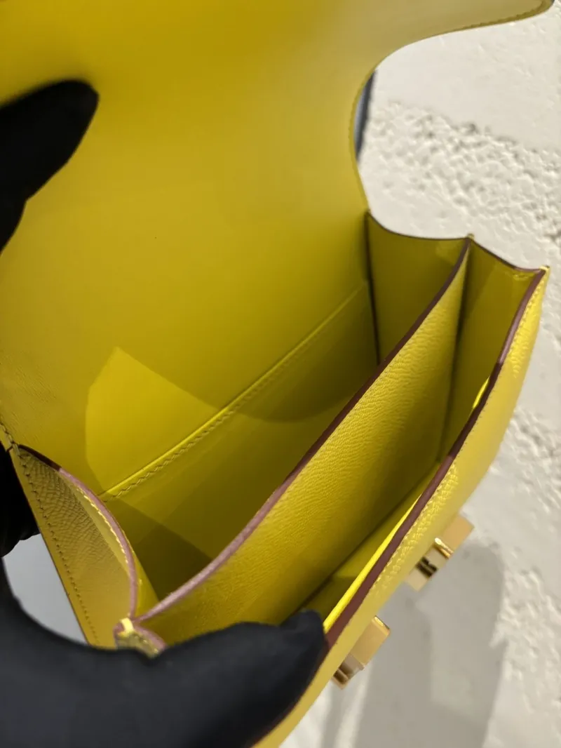 Hermes Yellow Constance Crossbody Bag - Image 9