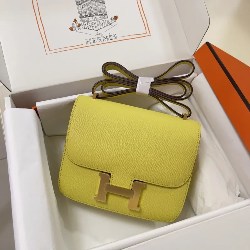 Hermes Yellow Constance Crossbody Bag