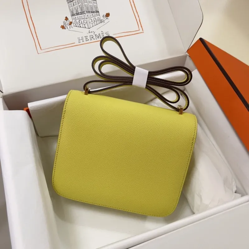 Hermes Yellow Constance Crossbody Bag - Image 3