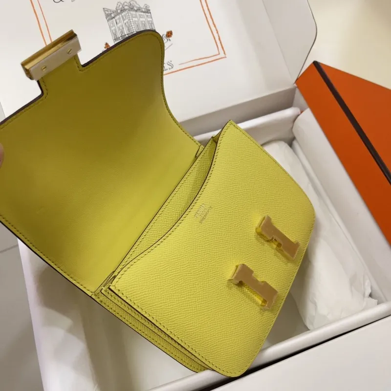 Hermes Yellow Constance Crossbody Bag - Image 6