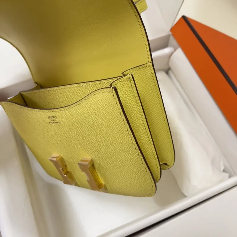 Hermes Yellow Constance Crossbody Bag - Image 7