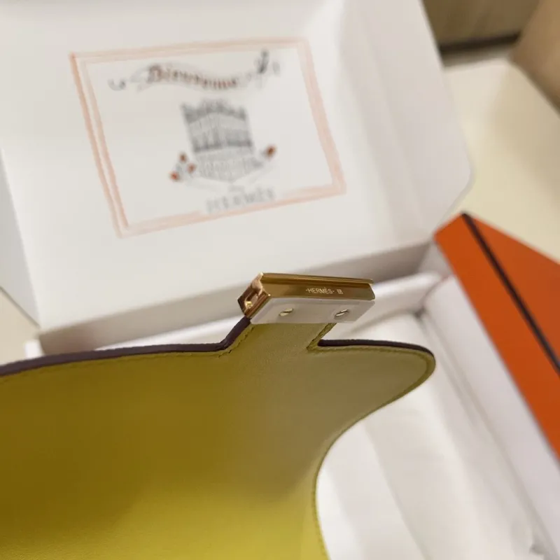 Hermes Yellow Constance Crossbody Bag - Image 9