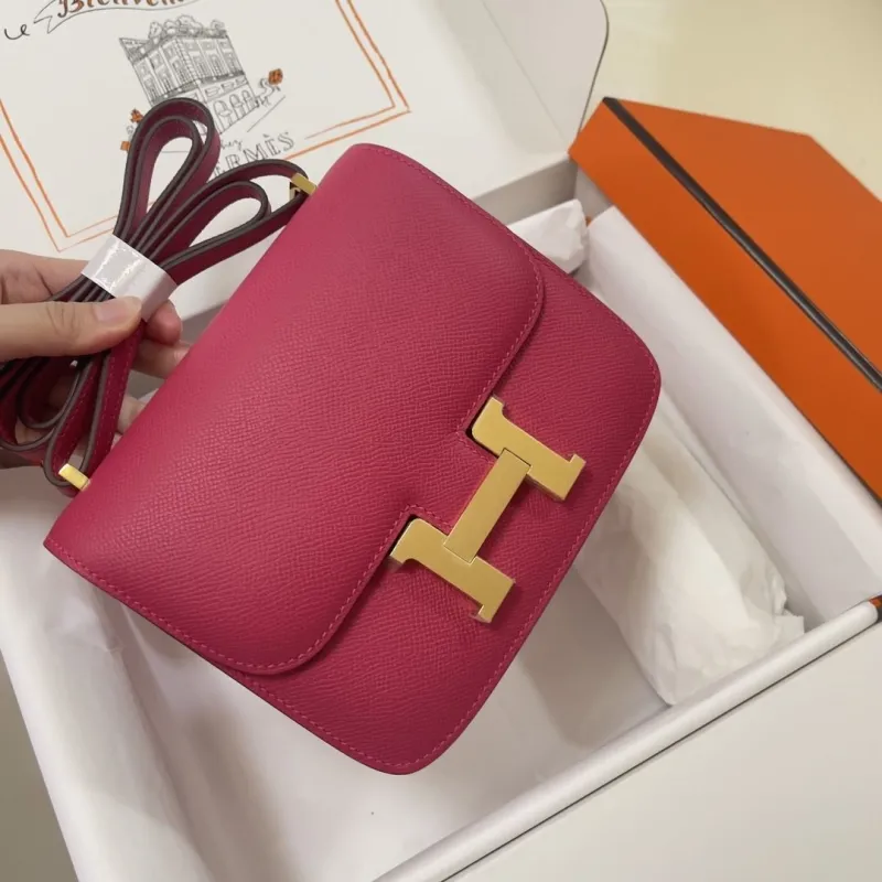 Hermes Constance Pink Leather Crossbody Bag - Image 4