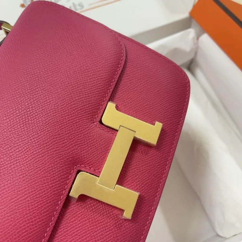 Hermes Constance Pink Leather Crossbody Bag - Image 5
