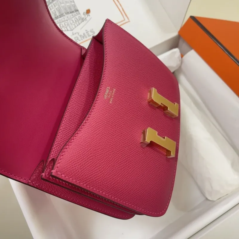 Hermes Constance Pink Leather Crossbody Bag - Image 6