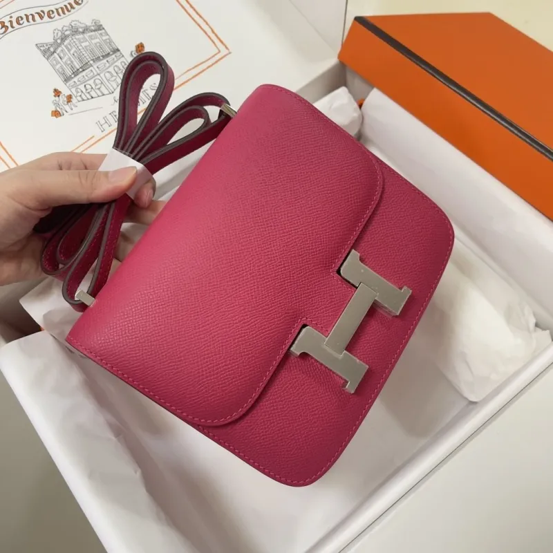 Hermes Constance Pink Leather Crossbody Bag - Image 4