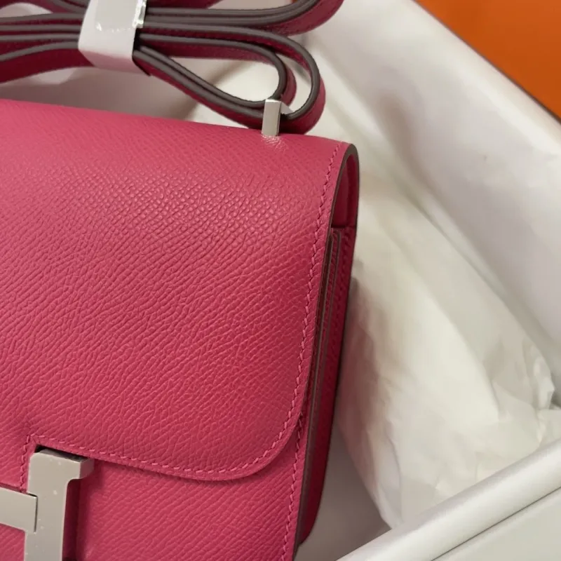 Hermes Constance Pink Leather Crossbody Bag - Image 5