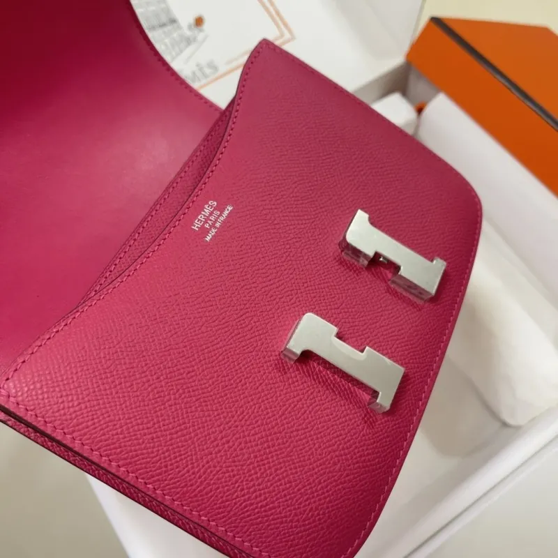 Hermes Constance Pink Leather Crossbody Bag - Image 8