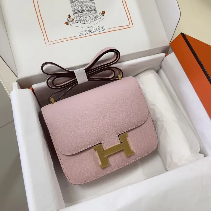 Hermes Constance Pink Leather Crossbody Bag - Image 4