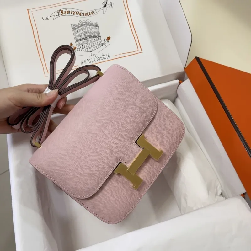 Hermes Constance Pink Leather Crossbody Bag - Image 5