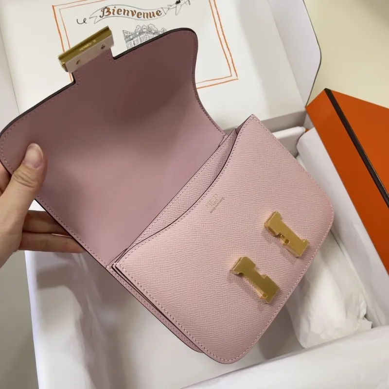 Hermes Constance Pink Leather Crossbody Bag - Image 7