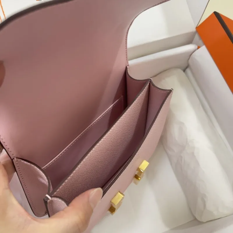 Hermes Constance Pink Leather Crossbody Bag - Image 8