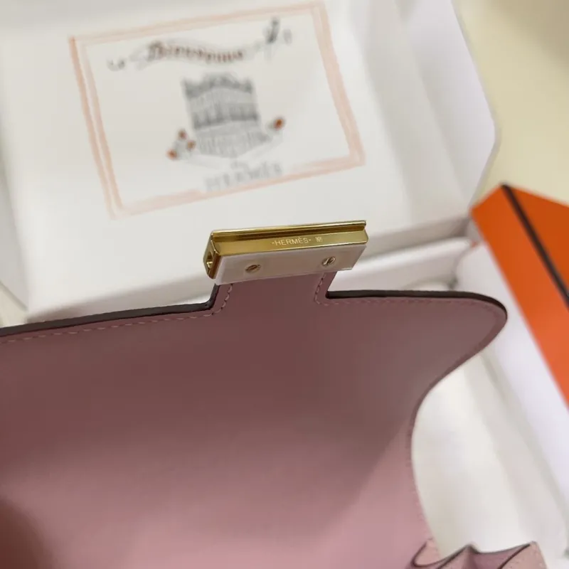 Hermes Constance Pink Leather Crossbody Bag - Image 9