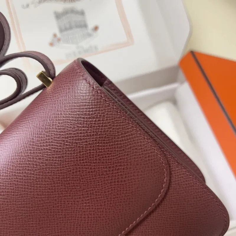 Hermes Constance Burgundy Leather Crossbody Bag - Image 5
