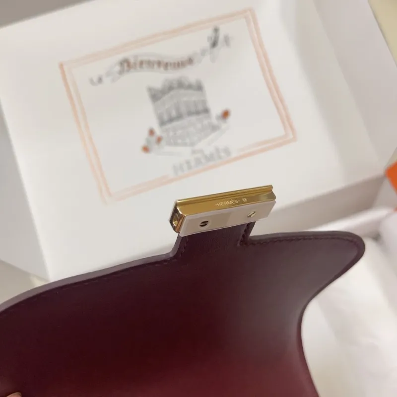 Hermes Constance Burgundy Leather Crossbody Bag - Image 9