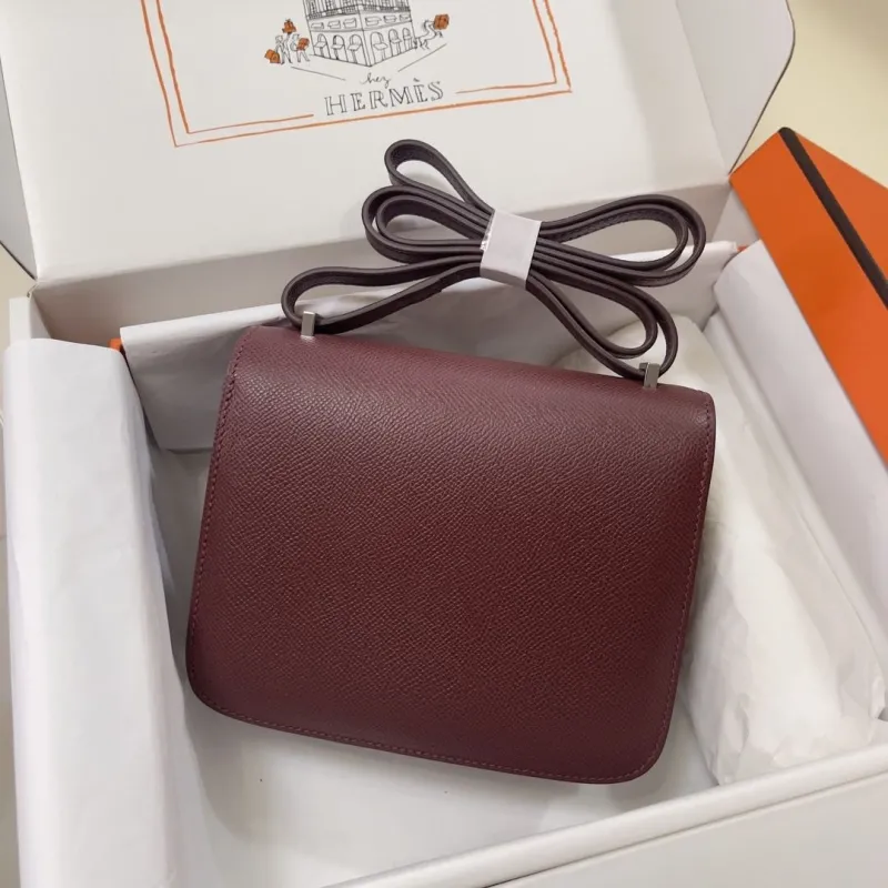 Hermes Constance Burgundy Leather Crossbody Bag - Image 3