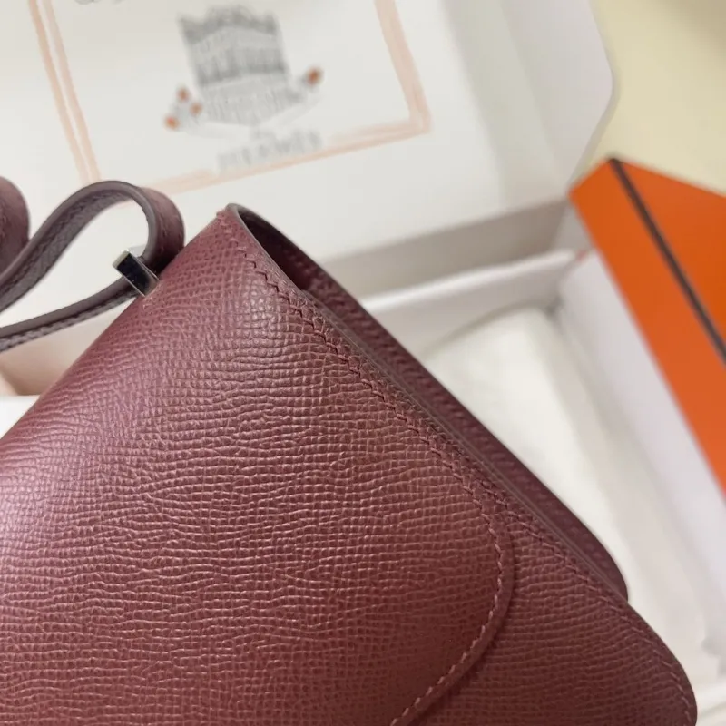 Hermes Constance Burgundy Leather Crossbody Bag - Image 5